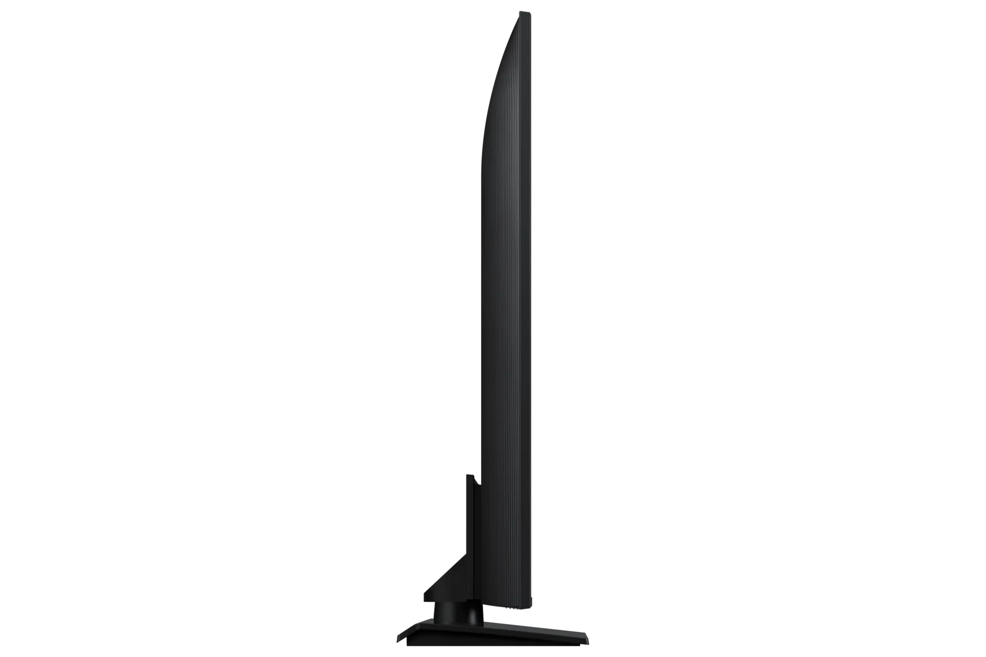 Samsung HU7010F hospitality display, side profile showing the slim panel and foot