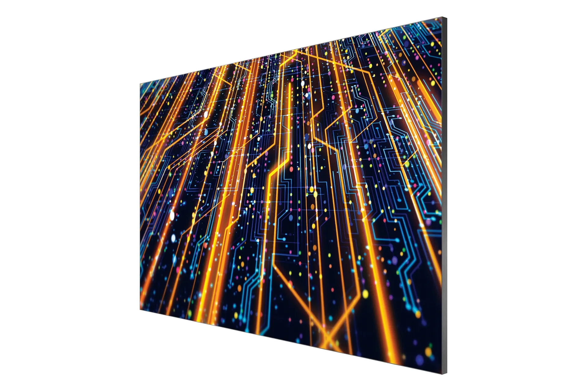 Samsung IAC indoor LED all-in-one, angled view of the wall-mounted screen with content