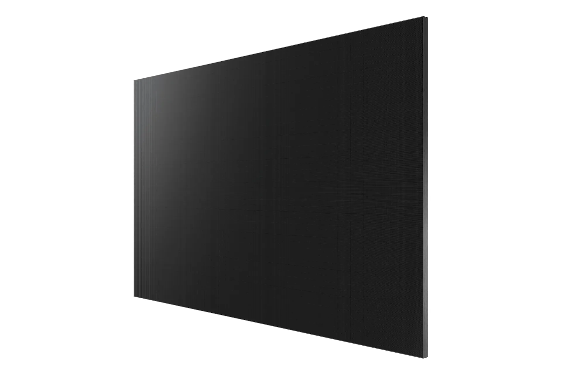 Samsung IAC indoor LED all-in-one, angled view of the blank screen showing its slim depth