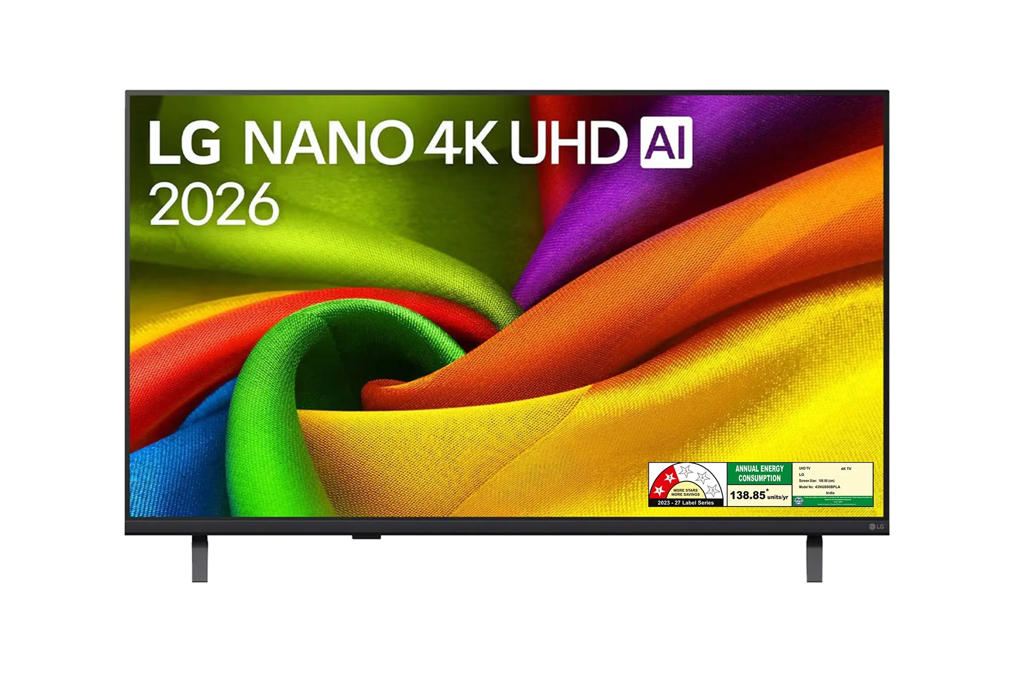 LG NANO 4K UHD AI TV 2026, 43-inch NU880, front view