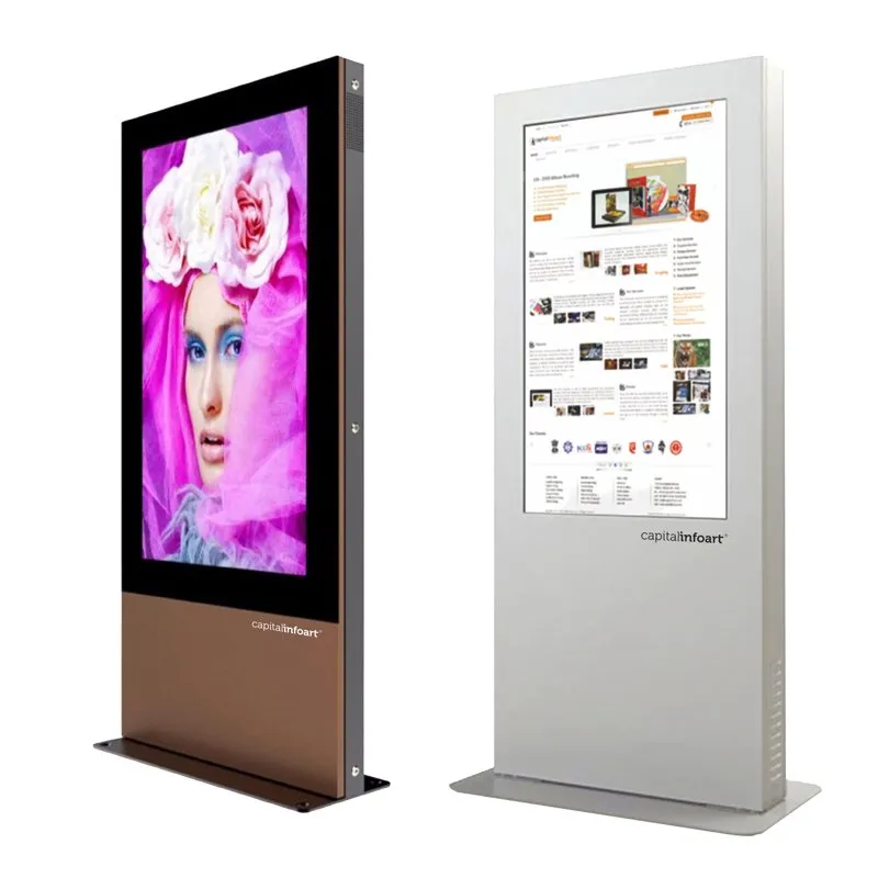 Outdoor floor-mount signage, front and rear views
