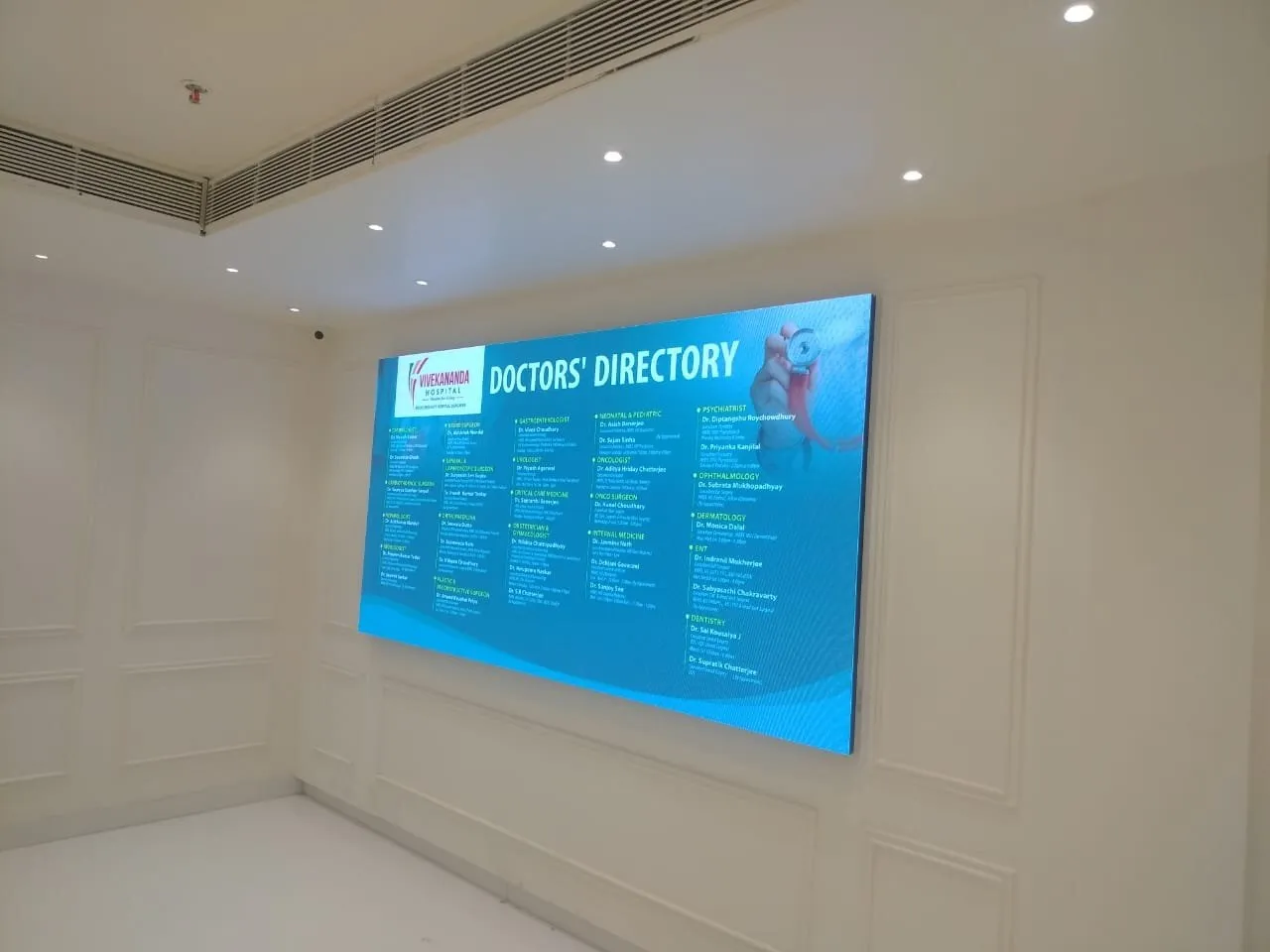 Vivekananda Hospital Doctors Directory LED Wall, a Capital Infoart installation
